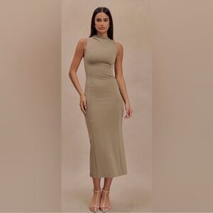 MESHKI Taylor Draped Stretch Crepe Midi Dress